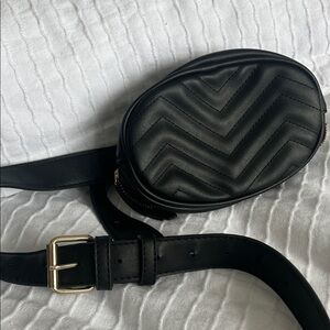 Black Quilted Women's Belt Bag